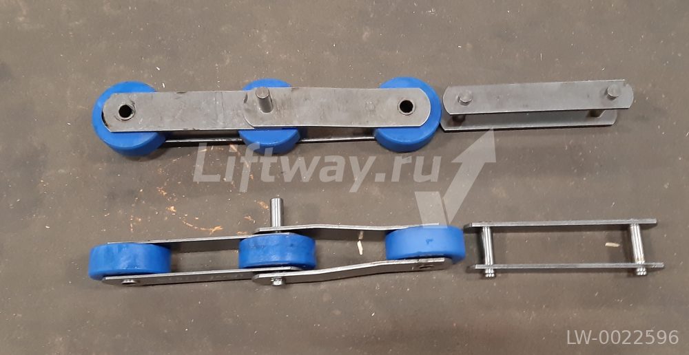 Переходное звено цепи ступеней рол 70x25 С ПОДШИПНИКАМИ 3лев звеньев+3прав, ось d12,67мм