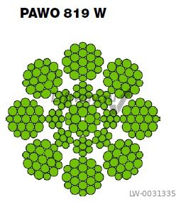 Канат 6.5 mm PAWO 819W (8 x 19 W)+ IWRC MK bright 1770 RHO(sZ) 31,5kN
