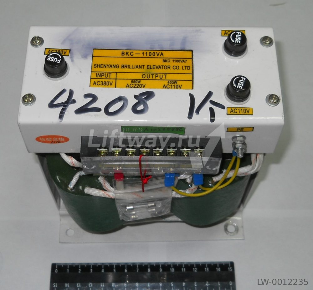 Трансформатор для лифтов типа QS (JBKC-1100VA7) вход 380VAC выход 220VAC/550W и 110VAC/450W