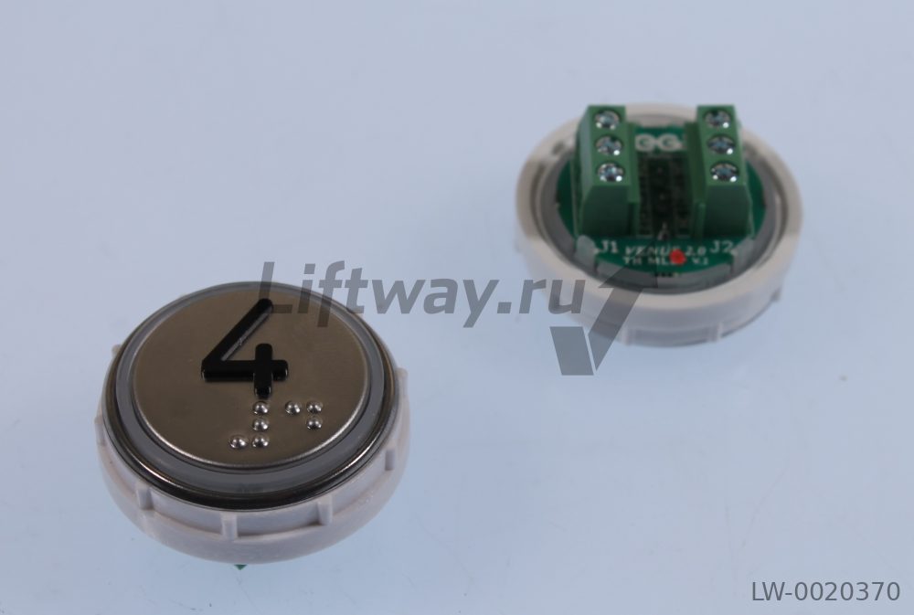 Кнопка приказа Vega Venus "4", с кодом Брайля, красная подсветка (разъем MLEP TH)