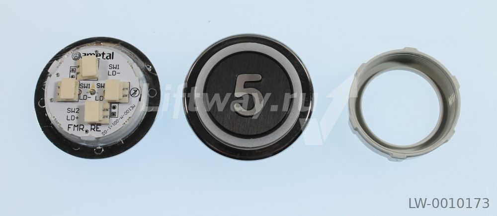 Кнопка приказа "5" FMR RE DTB, нажимной элемент черный (24VDC) красная подсветка, разъем