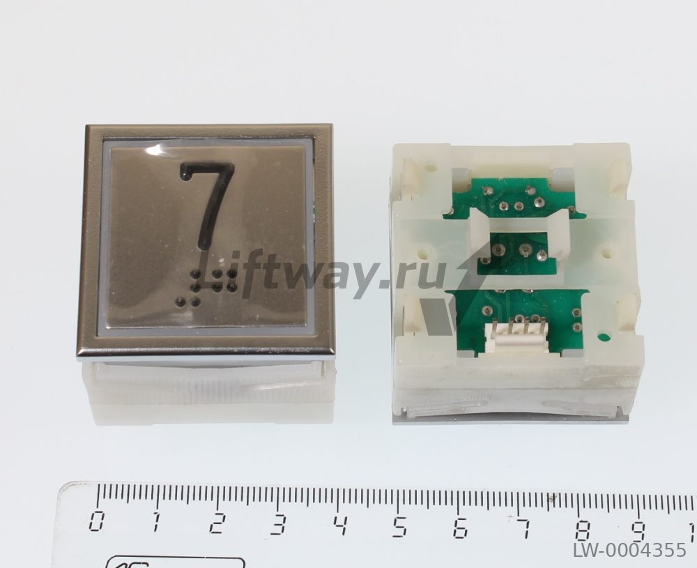 Кнопка "7" с Брайлем Thyssen KT40 STEP C 40х40мм (Европейский вариант) красная подсветка
