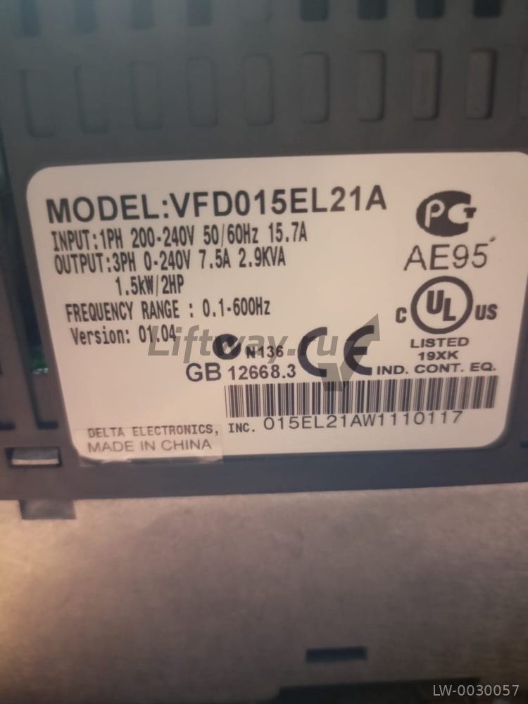 Частотный преобразователь DELTA 1,5kWt VFD015EL21A