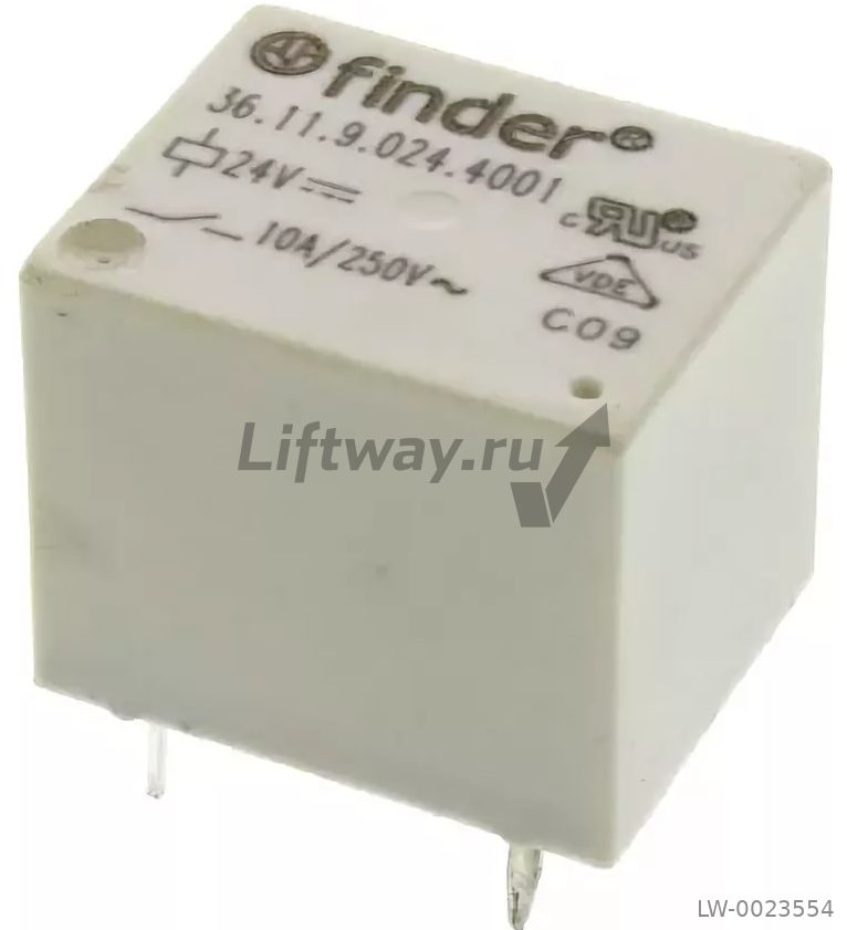 Реле, 1 переключение, 10A, 24VDC, 1600 Оm