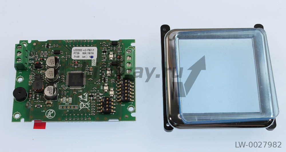 Плата табло LCD2003 (ТЛК-Vega) индикатор кабины, голубой экран, белый шрифт, УЛ/УКЛ, с рамкой
