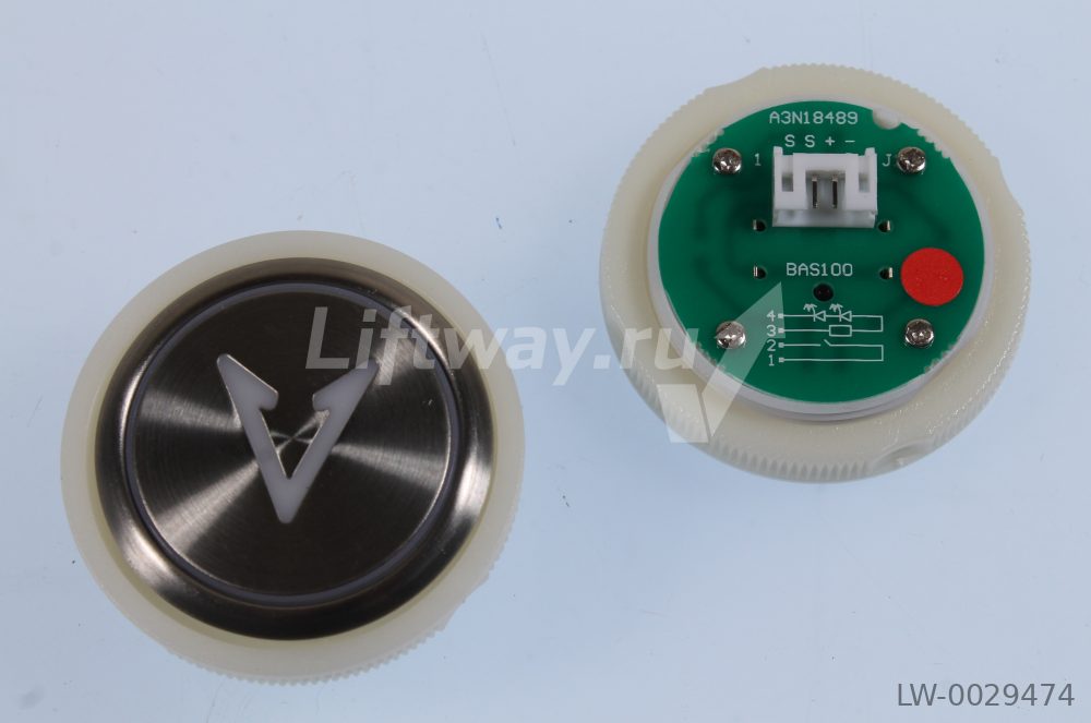 Кнопка вызова СТРЕЛКА ВНИЗ тип BAS100 (красная индикация)