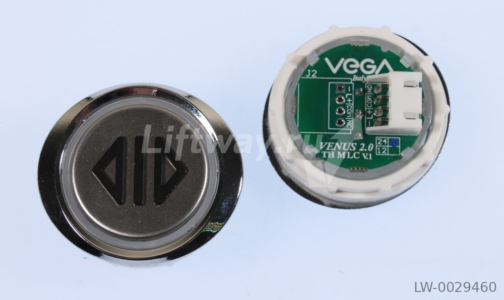 Кнопка приказа Vega Venus "ОТКРЫТИЕ", с кодом Брайля, синяя подсветка (разъем MLC с НО контактом)