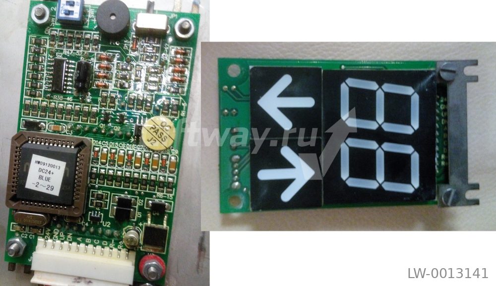 Индикатор этажный 7- сегментный (плата) KVL100 24VDC синяя подсветка