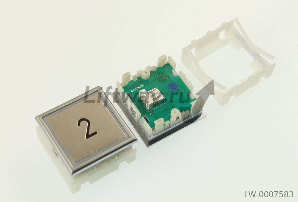 Кнопка "2" Thyssen KT40 STEP C 40х40мм (Европейский вариант) Голубая подсветка