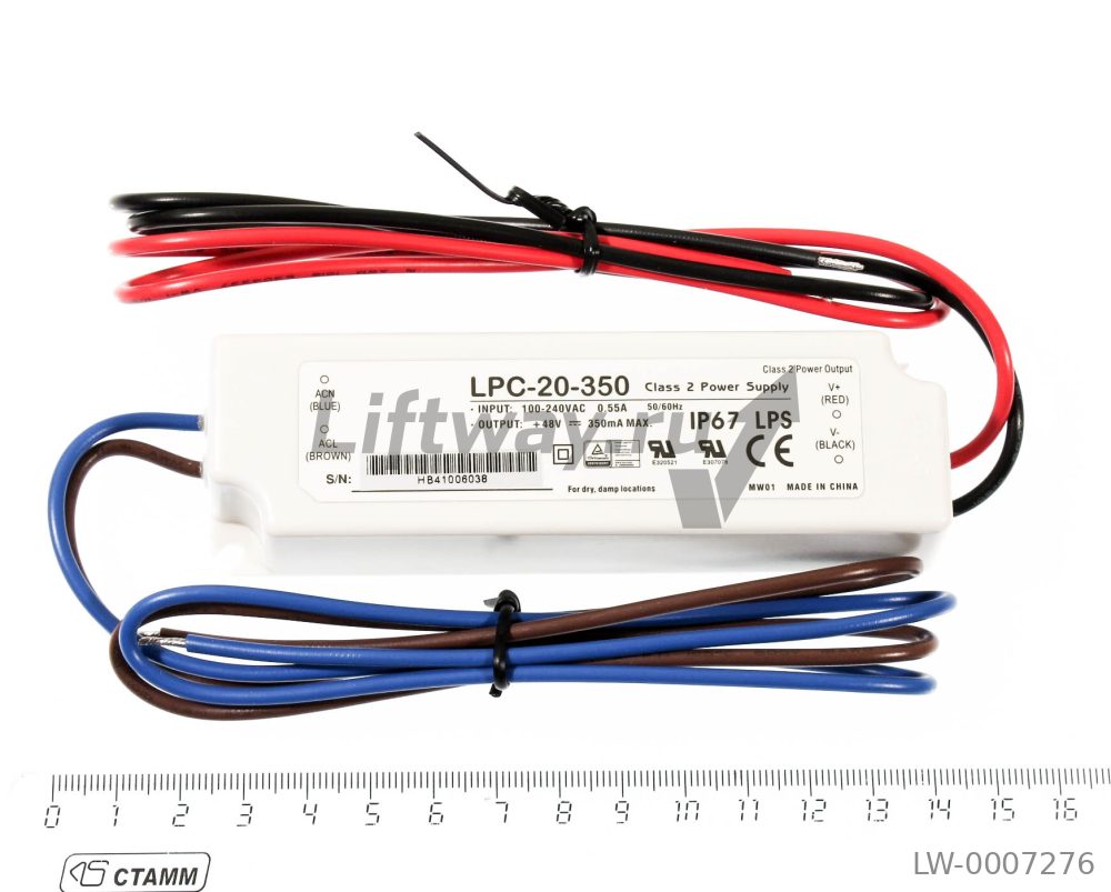 Трансформатор ламп LPC-20-350 вход: 100-240VAC выход: +48VDC