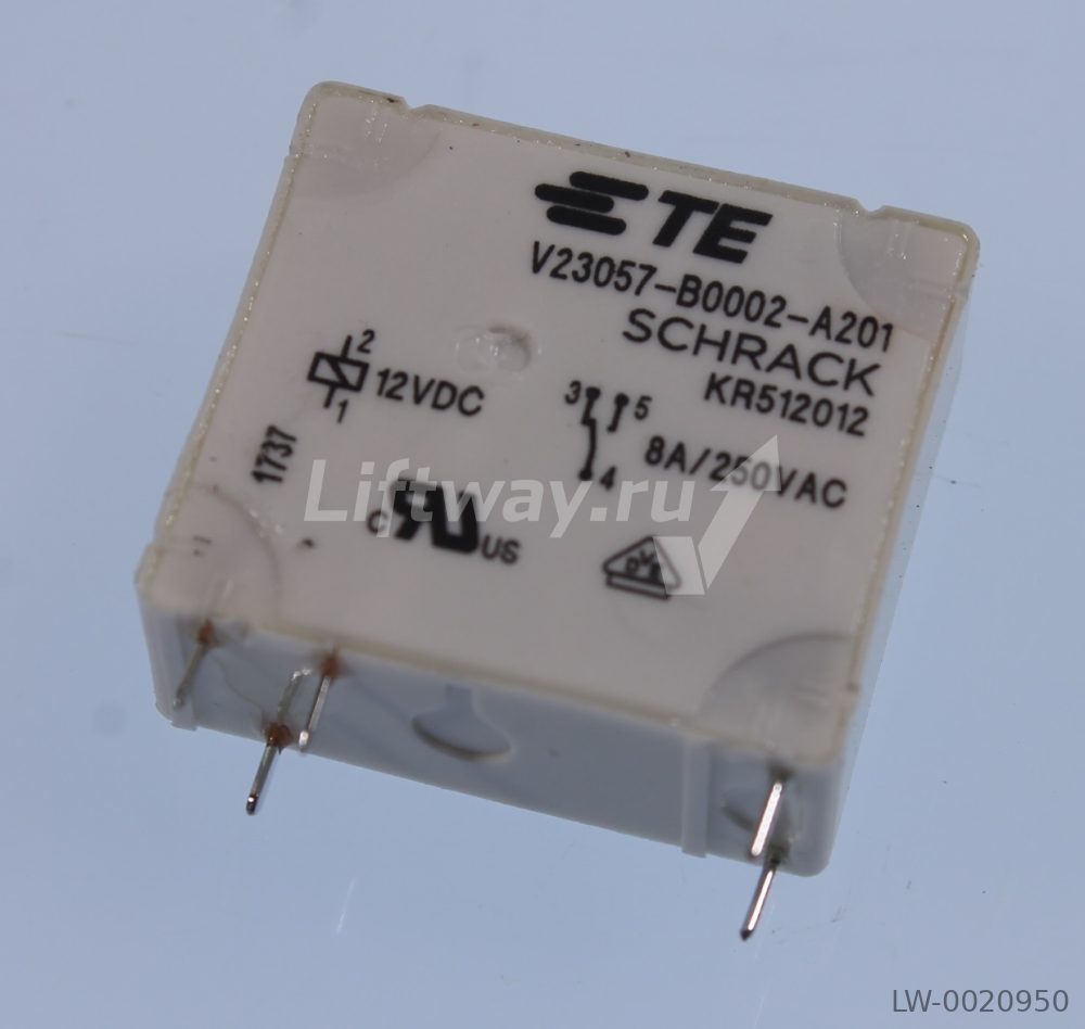 Реле 1 перекл. конт, 8A, 12V DC, шаг 2,5 мм
