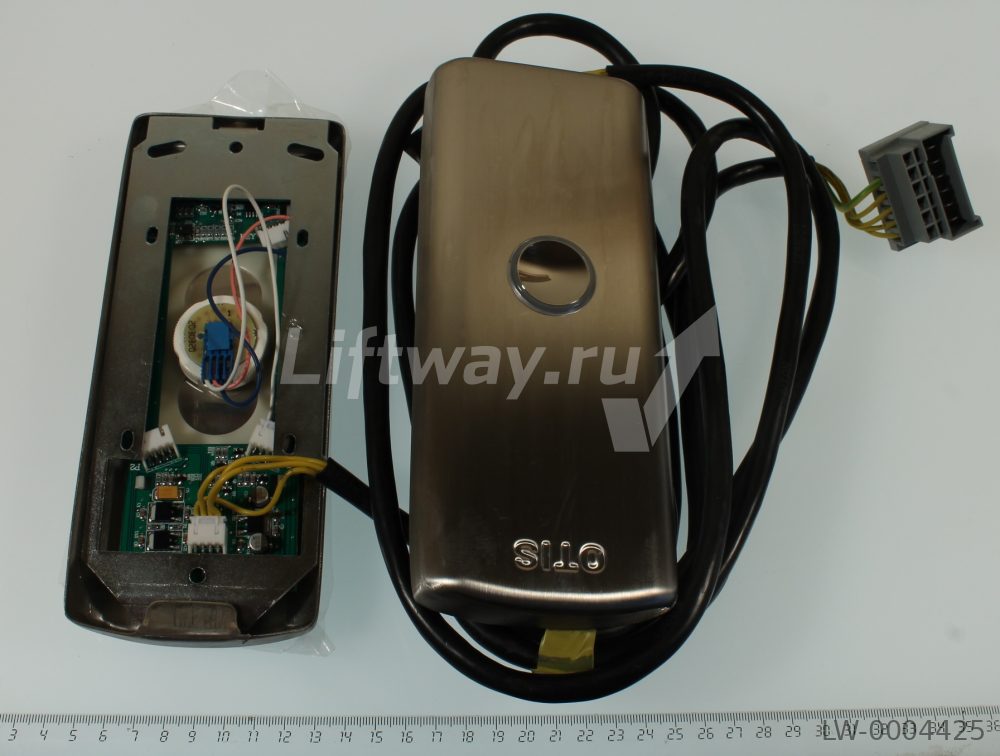LOP 1 кнопка полированная, голубая подсветка, панель шлифованная с платой A3J18605 XIZI Otis