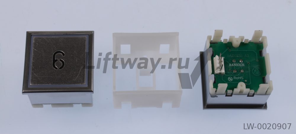 Кнопка "6" Thyssen KT40 STEP C 40х40мм (Европейский вариант) красная подсветка