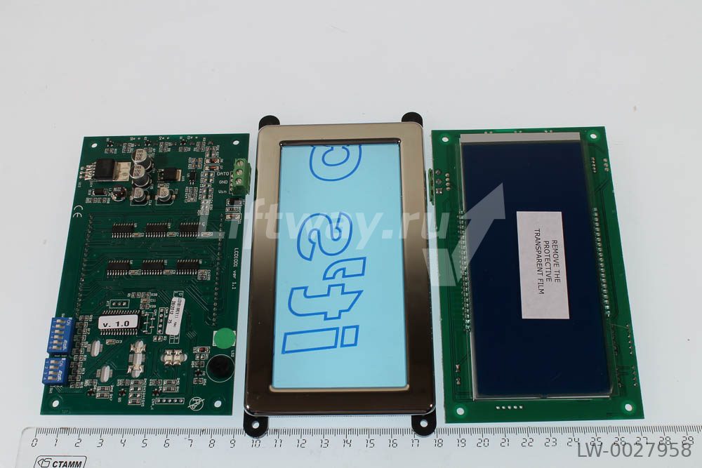 Плата LCD1001 индикатор кабины, голубой экран, белый шрифт, протокол УЛ/УКЛ, с плоской рамкой