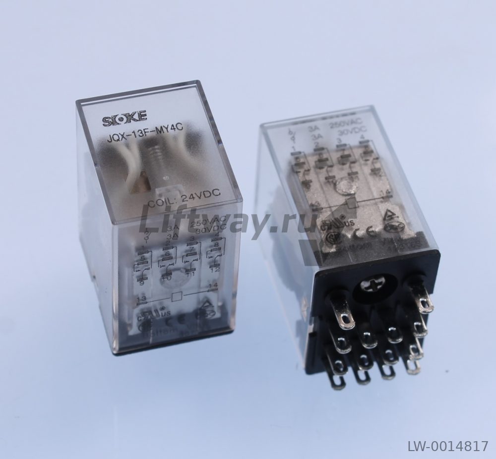 Реле низковольтовое SOKE JQX-13F-MY-4C 24VDC 5A 4 СО
