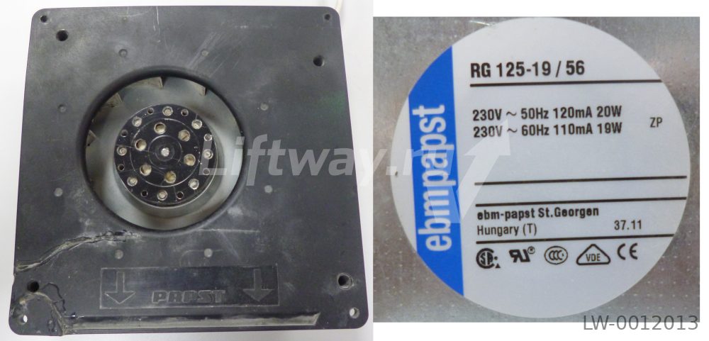 Вентилятор RG 125-19/56 230В 50Гц лебедки Kone