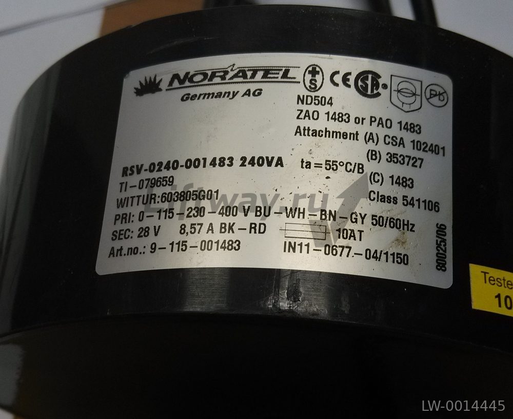 Трансформатор привода дверей TI-079659 PRI: 0-115-230-400V 50/60Hz SEC: 28V 8,57A