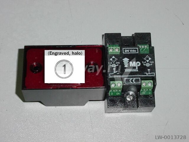 Кнопка приказа COMPAC V ENGRAVED HALO RED 1C 24V красная круговая подсветка (5 светодиодов)