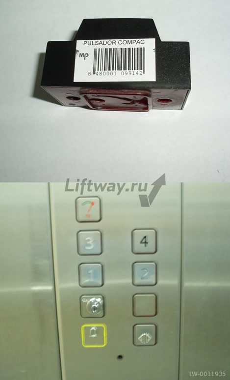 Кнопка приказа " колокольчик" PULSADOR COMPAC 24V красная подсветка