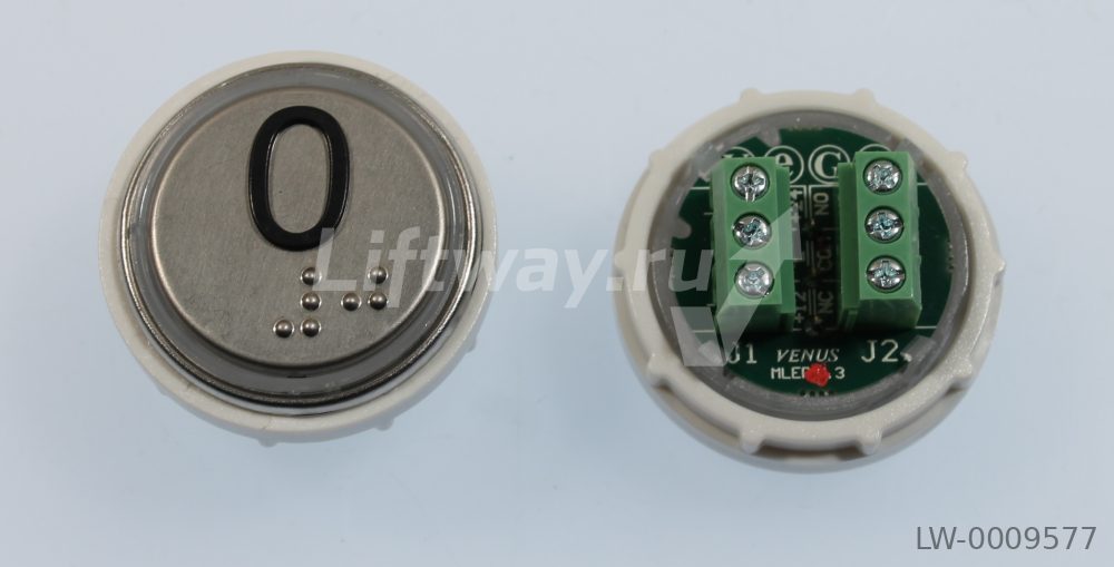 Кнопка приказа Vega Venus "0", с кодом Брайля, красная подсветка (разъем MLEP TH)
