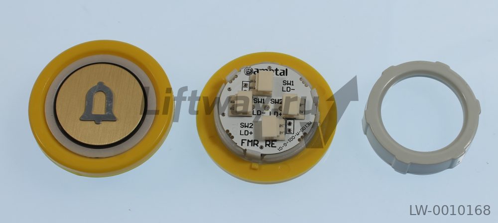 Кнопка "ALARM" FMR RE DTB, нажимной элемент желтый (24VDC) красная подсветка, разъем, жел.ободок