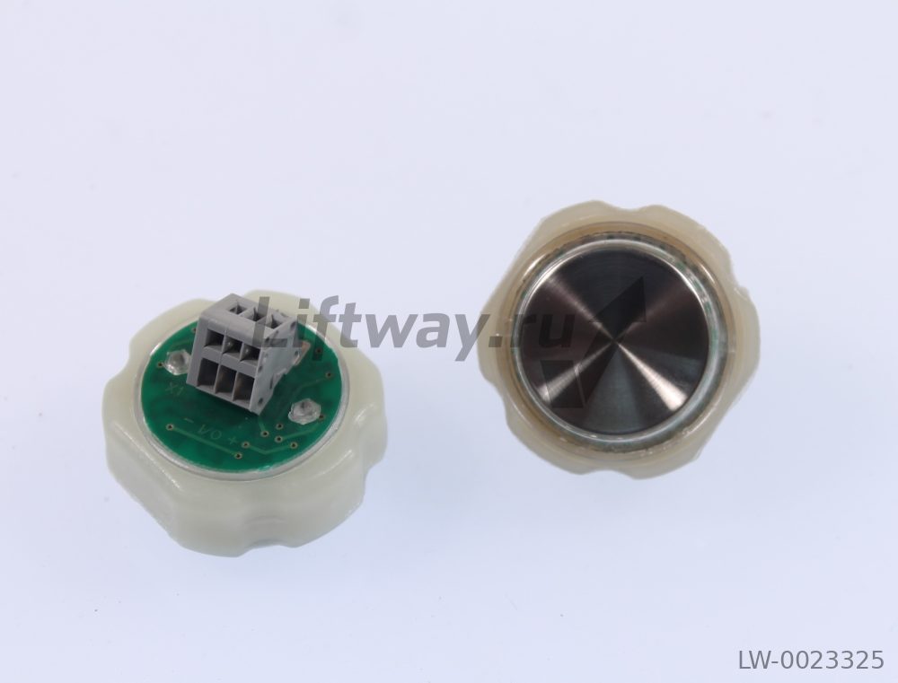 Кнопка Otis MCS300, MCS220 с двойной подсветкой зеленый и красный цвет, шлифованная, разъем WAGO