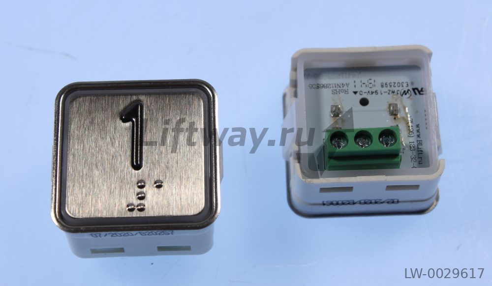 Кнопка приказа "1" тип A4N11286$05 с браилем (24В, квадр, красн подсв,тактиль знак,разъем под винт)