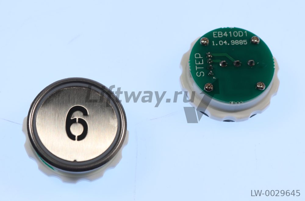 Кнопка приказа "6" круглая EB410D1, красная подсветка