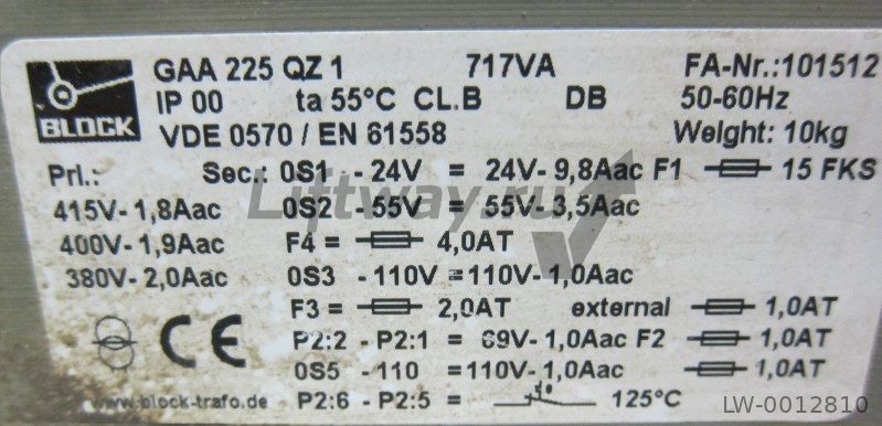 Трансформатор 717VA Otis 3-фазный Вход:380/400/415VAC Вых: 24V/55V/69V/110V/110V