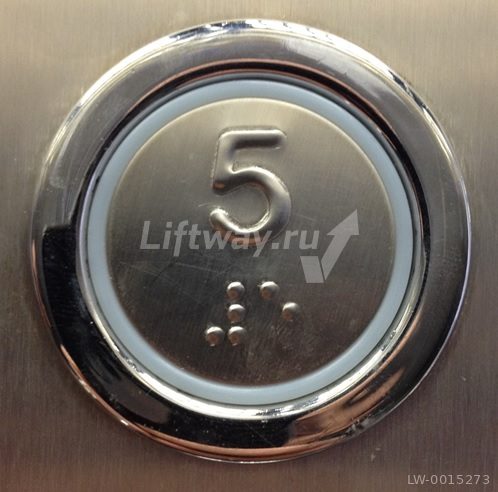 Кнопка приказа круглая "5" FMR BS SATIN с Брайлем (синяя подсветка)