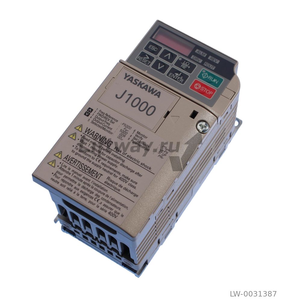 Инвертор J1000, 0.25/0.37кВт, 1.6/1.9А, 200В, 1-фаза, V/f управление, IP20