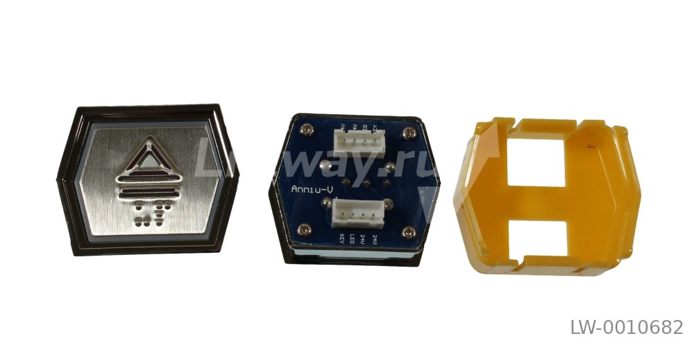 Кнопка вызова ВВЕРХ GP-PCB красн подсветка 24V с браилем шестиугольная BLT