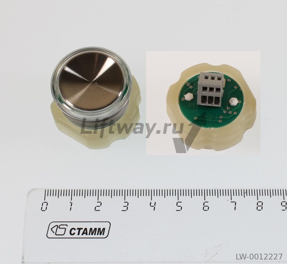 Кнопка с гайкой КЛ-МСУ-012 RL Цвет индикации - зеленый