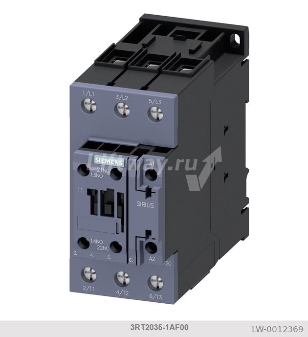 Контактор Siemens, 3-полюсной, AC-3, 18.5КВТ/400В, блок-контакты 1НО+1НЗ, ном напр- е 110 В