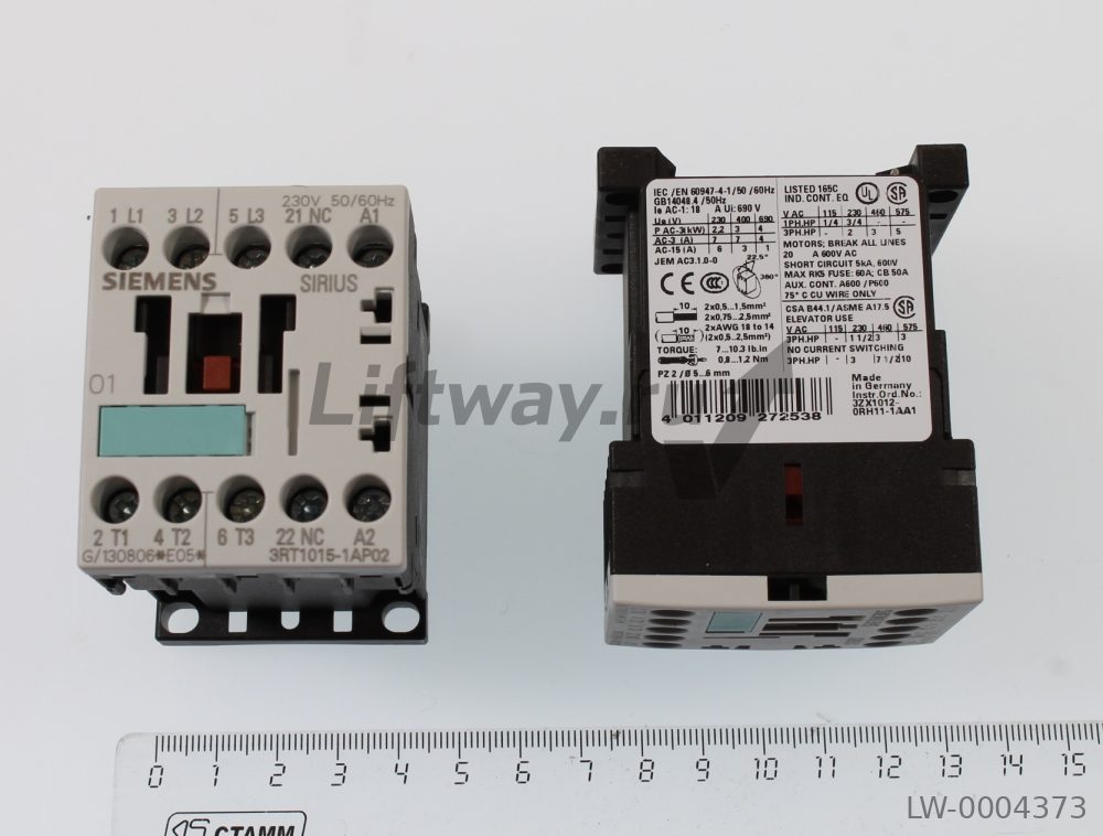 КОНТАКТОР 3-ПОЛ., AC-3, 3 КВТ/ 400 V, 1НЗ, НОМ. НАПРЯЖЕНИЕ УПРАВЛЕНИЯ US = 230 V AC, 50 ГЦ,  ТИПОРАЗ