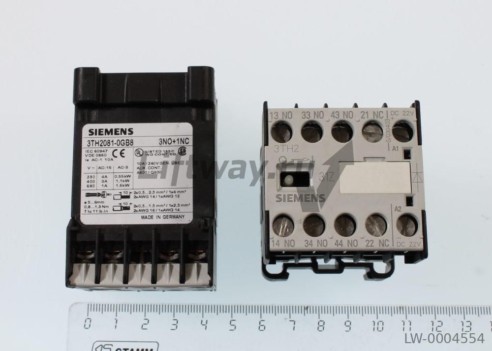 Контактор Siemens 3TH2081 3no 1nc 22VDC с диодом