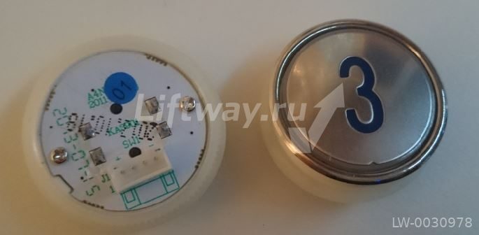 Кнопка приказа тип KAS901 "3" синяя подсветка для лифта SJEC
