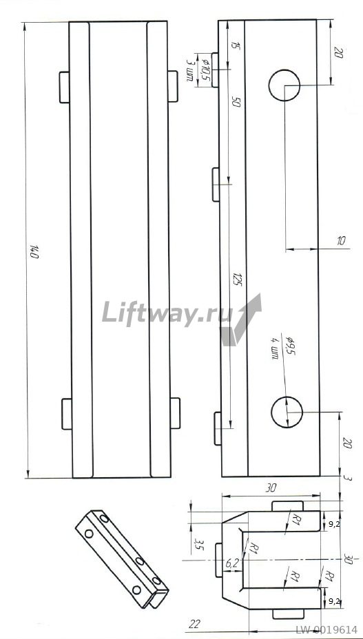 Вкладыш BFK10мм L=140мм Kone DX26