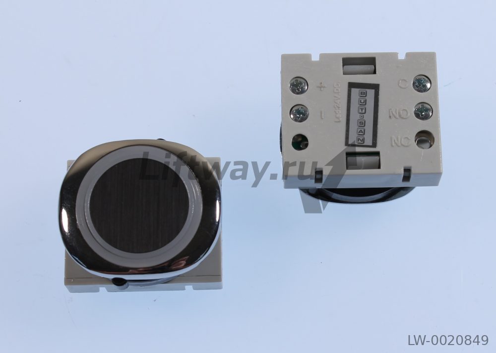 Кнопка приказа ПУСТАЯ черная F6-LENS с металлическим ободком (красная подсветка)