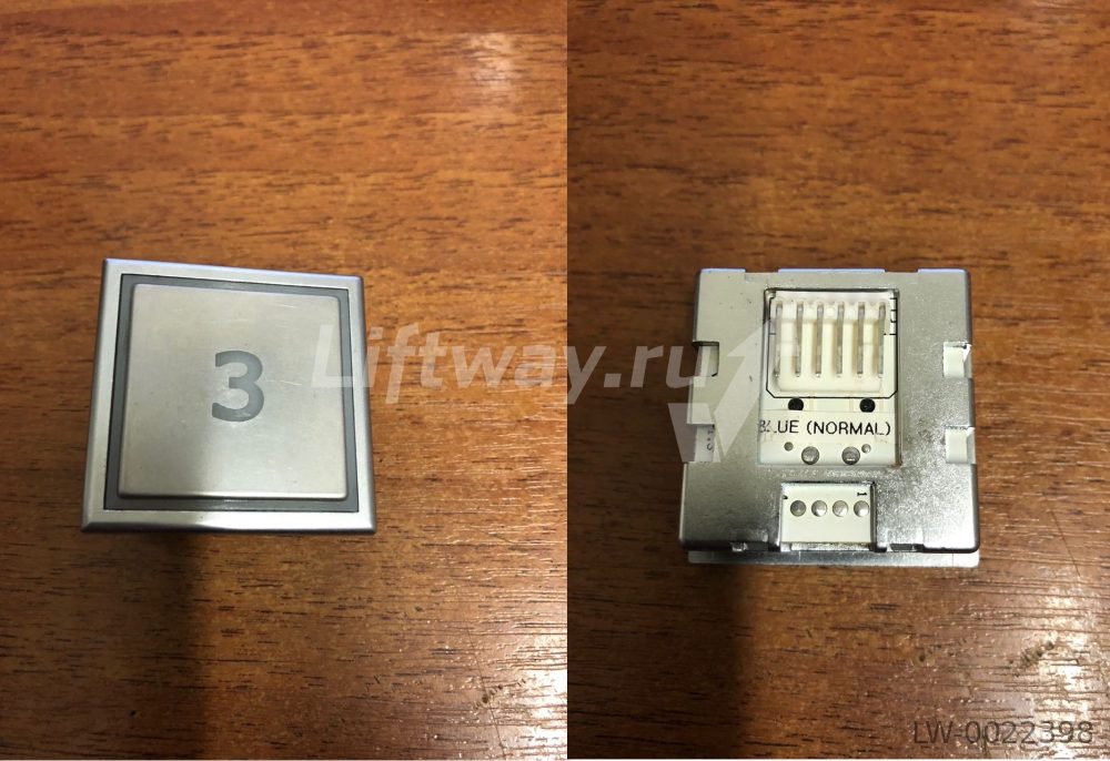 Кнопка приказа "3" Thyssen TK голубая подсветка (разъем 6 pin)