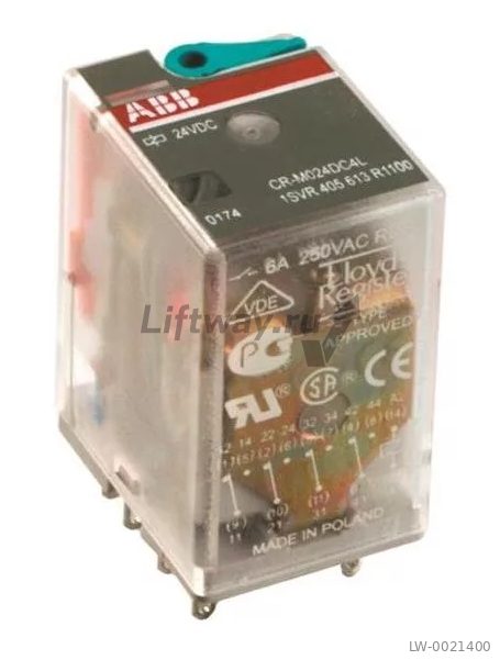 Реле CR-M024DC2L 24В DC 12А, 2 переключающих контакта, со светодиодом