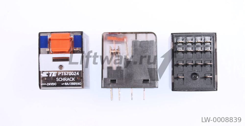 Промежуточное реле PT, 4 перекл.контакта, 6А, 24VDC, SCHRACK