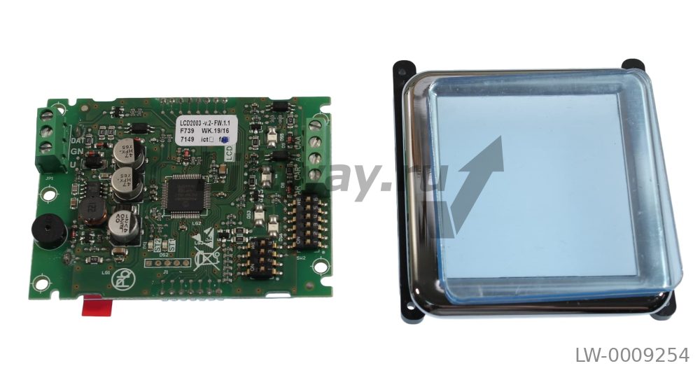 Плата табло LCD2003 (ТЛК-Vega) индикатор кабины, голубой экран, белый шрифт, УЛ/УКЛ, с рамкой