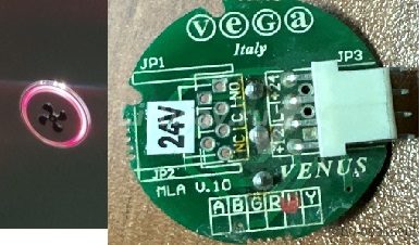 Кнопка приказа Vega Venus "ВЕНТИЛЯТОР", 24В, красная подсветка (разъем MLA)