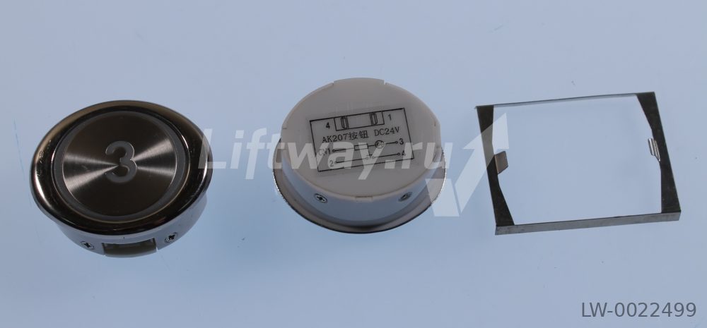 Кнопка приказа "3" DC24V красная подсветка (аналог AK207)