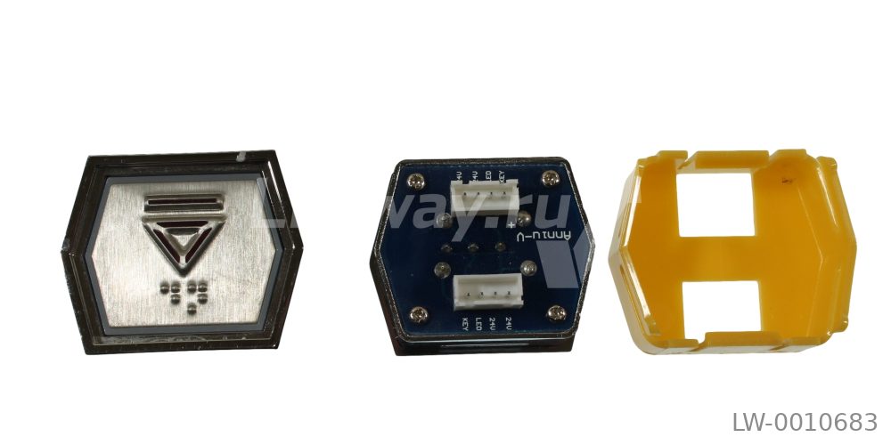 Кнопка вызова ВНИЗ GP-PCB красн подсветка 24V с браилем шестиугольная BLT
