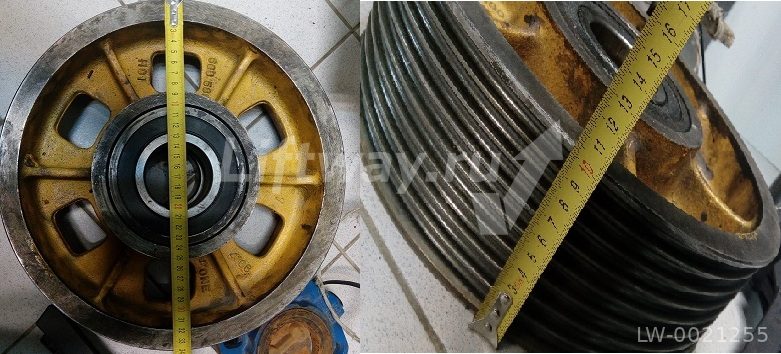 Отводной блок D330, 8 канатов 8мм шаг 12мм, обод и ступица 106мм, 2 подшипника 6313-2RS (вал 65мм)
