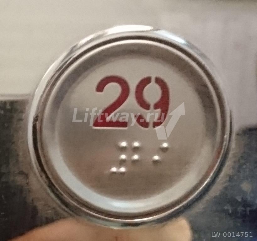Кнопка приказного аппарата SIGMA "29" круглая , шлифованная нержавеющая сталь с Брайлем, подсв.цифры