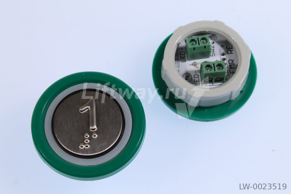 Кнопка приказа "1" FMR RE (24V DC), красная подсветка, с Брайлем, винтовые клеммы (зеленый ободок)