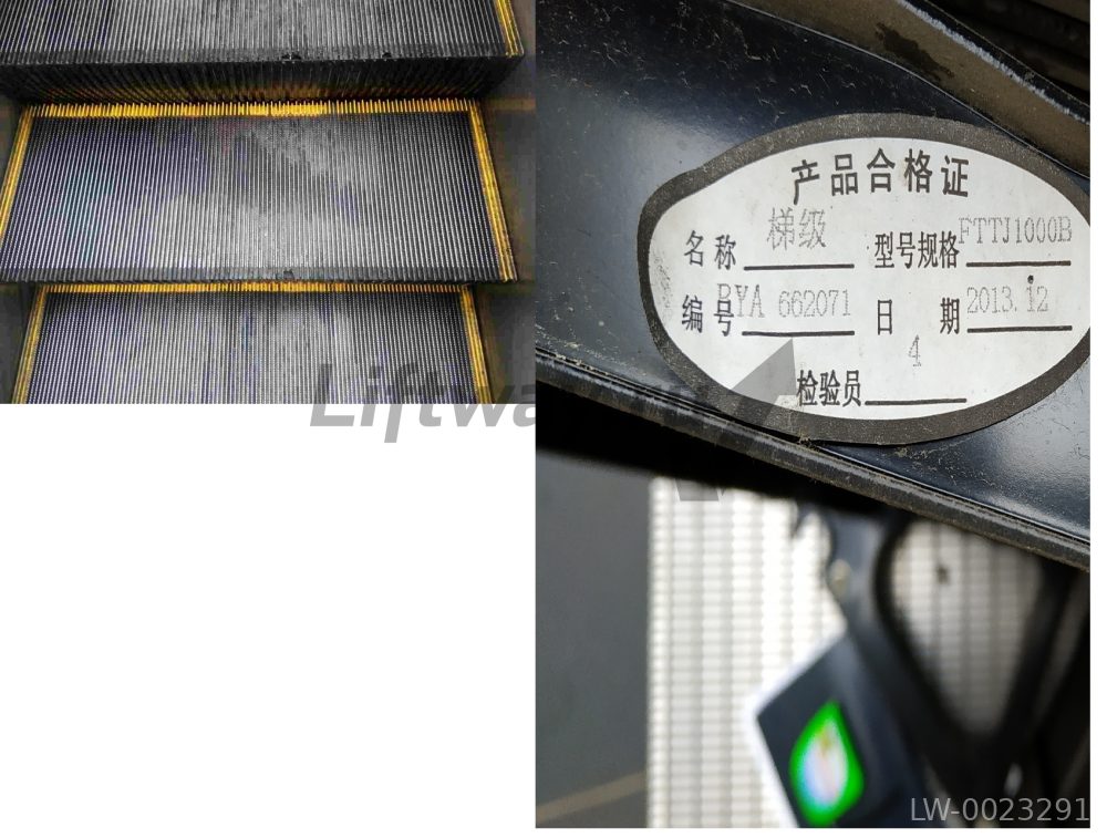 Ступень 1000мм эскалатора черная FTTJ1000B с демаркационными линиями, стальная, ролик 70мм